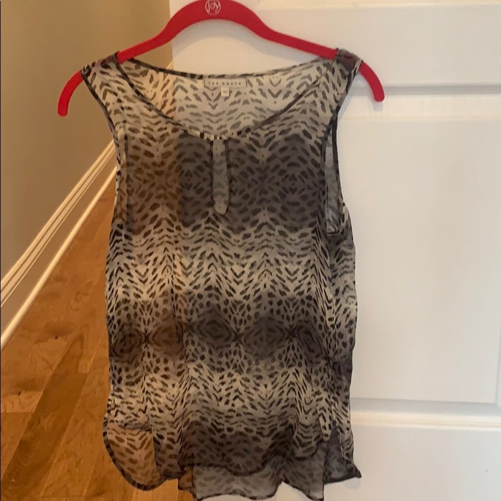 Red Haute Animal Print Sheer Blouse